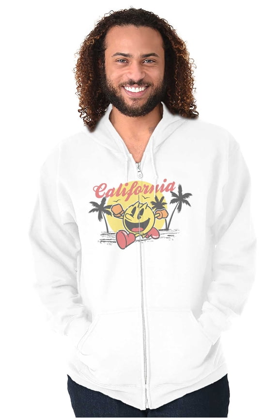 PACMAN Arcade Game California Run Zip Up Hoodie Men's Women's Brisco Brands S