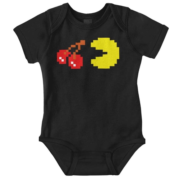 PACMAN Arcade Game Pixelated Cherry Romper Boys or Girls Infant Baby Brisco Brands 6M
