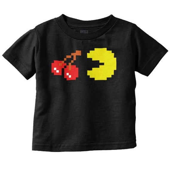 PACMAN Arcade Game Pixelated Cherry Toddler Boy Girl T Shirt Infant Toddler Brisco Brands 6M