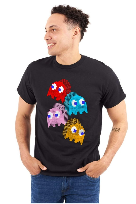 PACMAN Arcade Game Pixelated Ghosts Men's Graphic T Shirt Tees Brisco Brands S