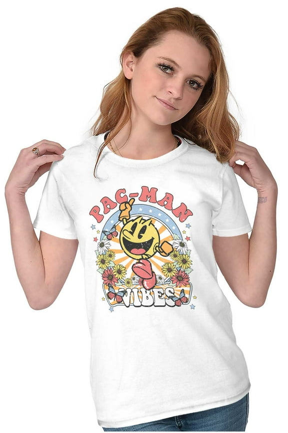 PACMAN Arcade Game Spring Vibes Women's T Shirt Ladies Tee Brisco Brands S