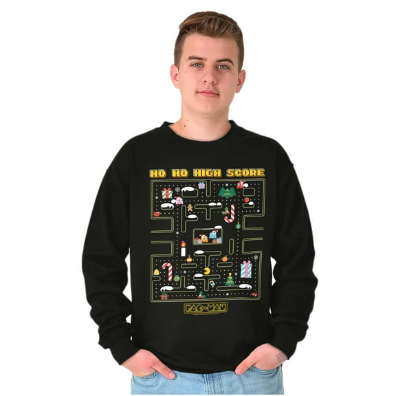 PACMAN Christmas Maze Video Game Sweatshirt for Men or Women Brisco Brands S