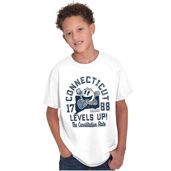 PACMAN Connecticut State Levels Up Crewneck T Shirts Boy Girl Teen Brisco Brands S