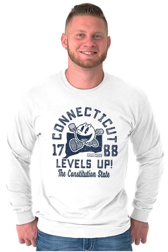 PACMAN Connecticut State Levels Up Long Sleeve TShirt Men Women Brisco Brands S
