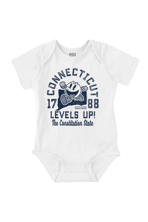 PACMAN Connecticut State Levels Up Romper Boys or Girls Infant Baby Brisco Brands 6M