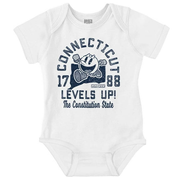 PACMAN Connecticut State Levels Up Romper Boys or Girls Infant Baby Brisco Brands NB
