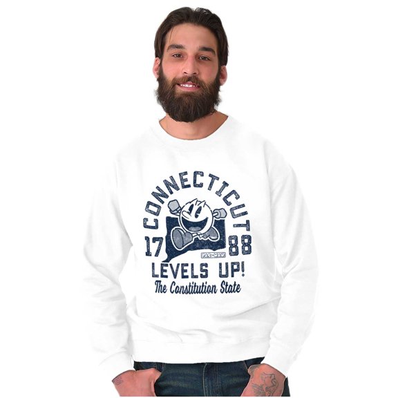 PACMAN Connecticut State Levels Up Unisex Plus Fleece Graphic Sweatshirt Brisco Brands 3X