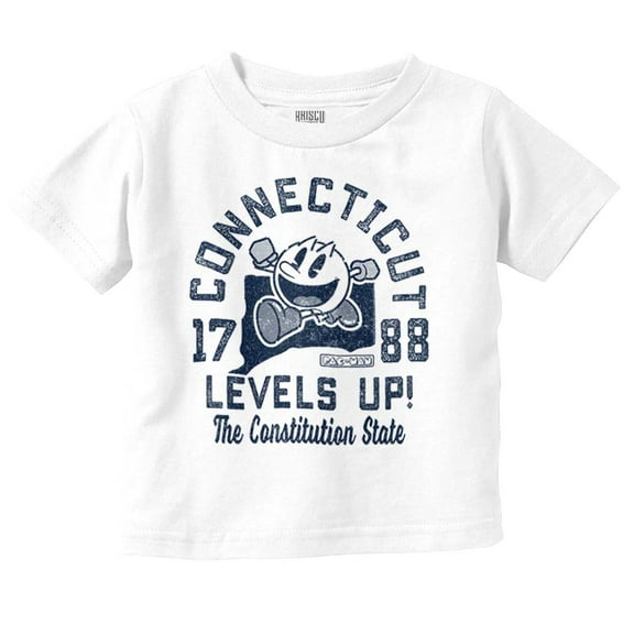 PACMAN Connecticut State Levels Up Toddler Boy Girl T Shirt Infant Toddler Brisco Brands 6M