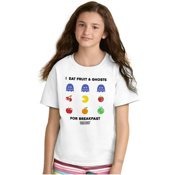 PACMAN Fruit and Ghosts for Breakfast Crewneck T Shirts Boy Girl Teen Brisco Brands X