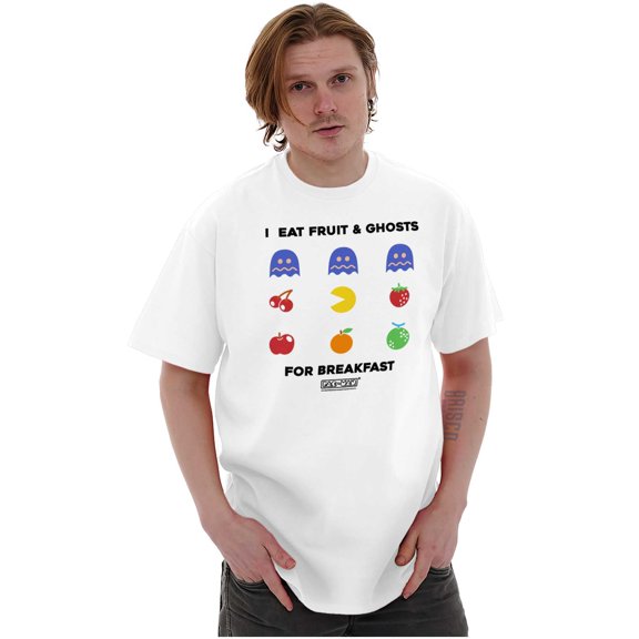 PACMAN Fruit and Ghosts for Breakfast Men's Graphic T Shirt Tees Brisco Brands X