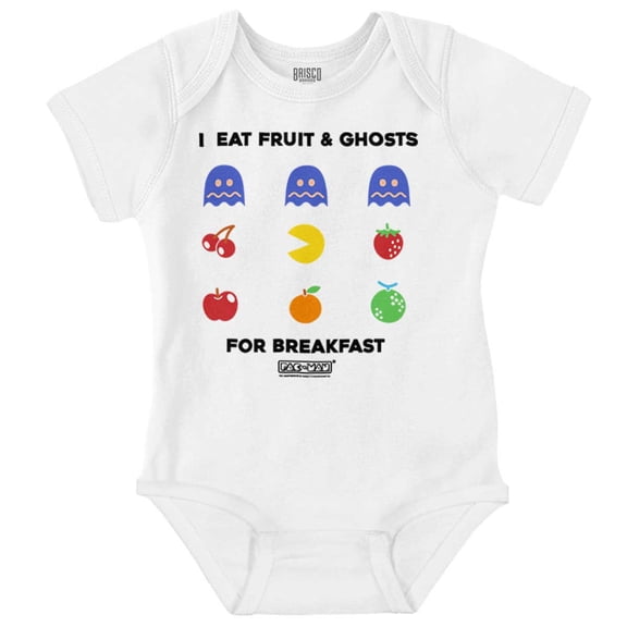PACMAN Fruit and Ghosts for Breakfast Romper Boys or Girls Infant Baby Brisco Brands 18M
