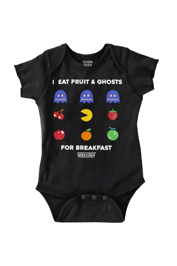 PACMAN Fruit and Ghosts for Breakfast Romper Boys or Girls Infant Baby Brisco Brands 24M
