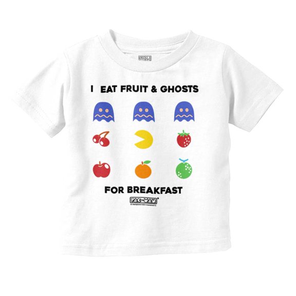 PACMAN Fruit and Ghosts for Breakfast Toddler Boy Girl T Shirt Infant Toddler Brisco Brands 4T