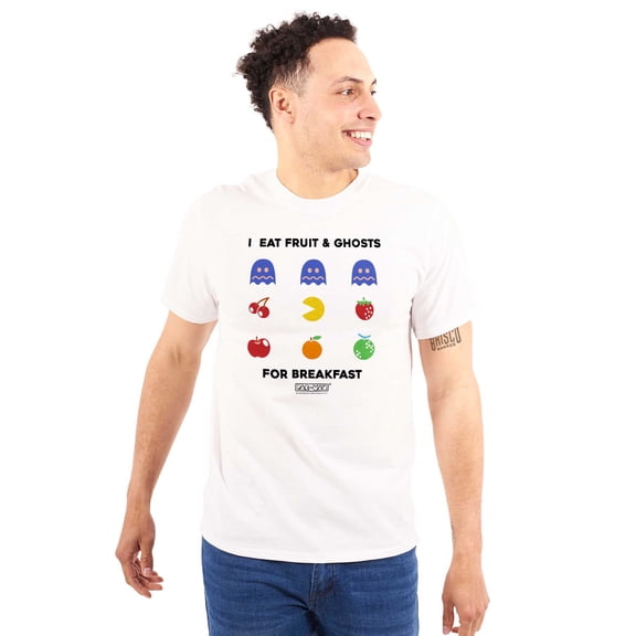 PACMAN Fruit and Ghosts for Breakfast Unisex Plus Size Graphic Tee Brisco Brands 2X