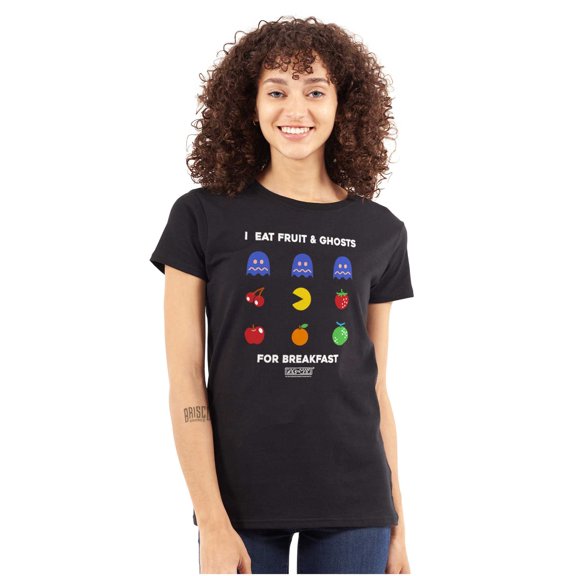 PACMAN Fruit and Ghosts for Breakfast Women's T Shirt Ladies Tee Brisco Brands X