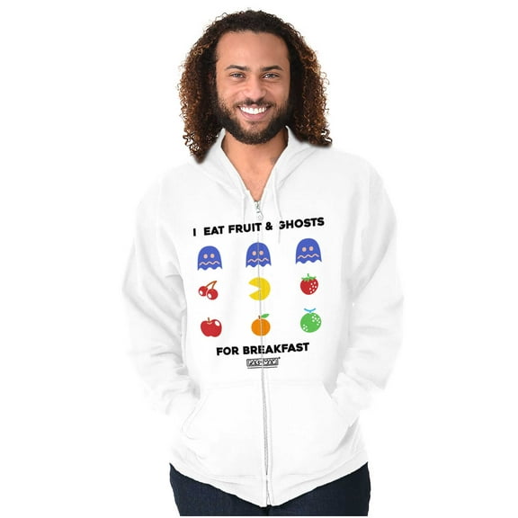 PACMAN Fruit and Ghosts for Breakfast Zip Up Hoodie Men's Women's Brisco Brands M