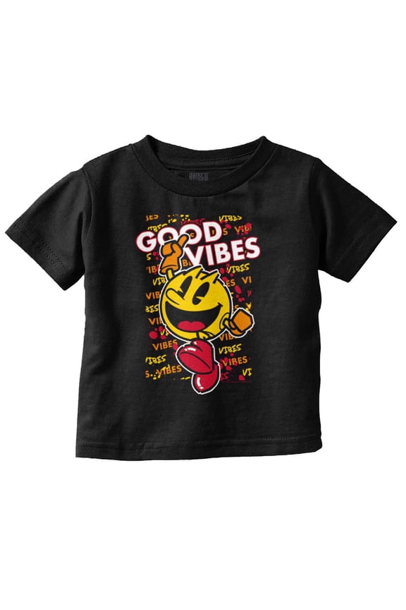 PACMAN Game Good Vibes Graffiti Toddler Boy Girl T Shirt Infant Toddler Brisco Brands 6M