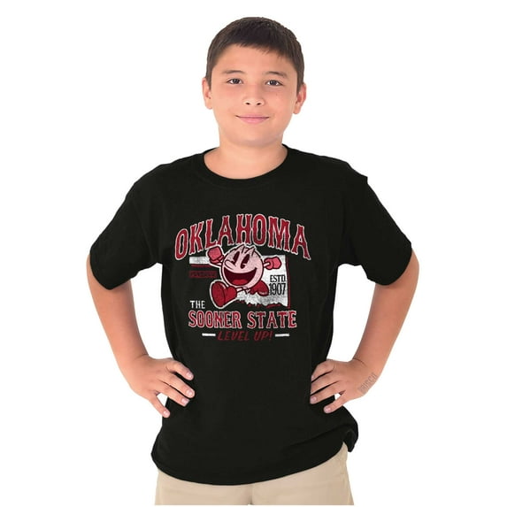 PACMAN Game Oklahoma Sooner State Crewneck T Shirts Boy Girl Teen Brisco Brands S