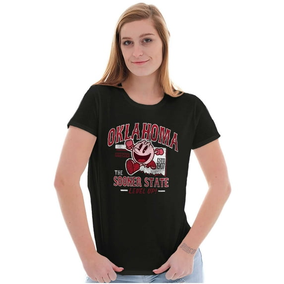 PACMAN Game Oklahoma Sooner State Women's T Shirt Ladies Tee Brisco Brands X