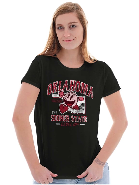 PACMAN Game Oklahoma Sooner State Women's T Shirt Ladies Tee Brisco Brands X