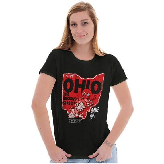 PACMAN Game On Ohio Buckeye State Women's T Shirt Ladies Tee Brisco Brands S