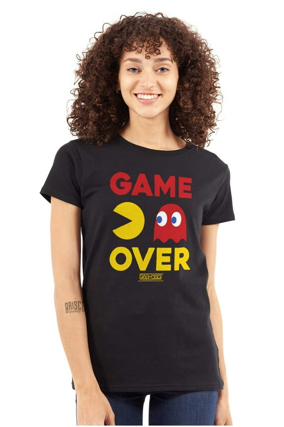 PACMAN Game Over Blinky Ghost Women's T Shirt Ladies Tee Brisco Brands S