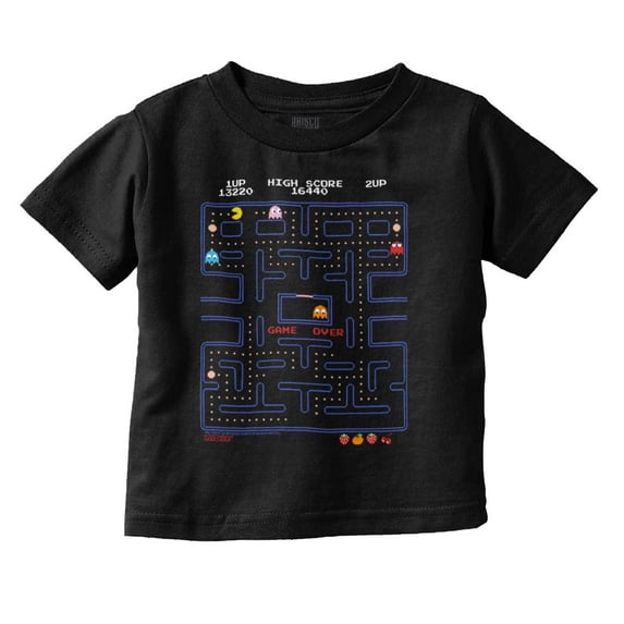 PACMAN Game Over Retro Video Gaming Toddler Boy Girl T Shirt Infant Toddler Brisco Brands 12M