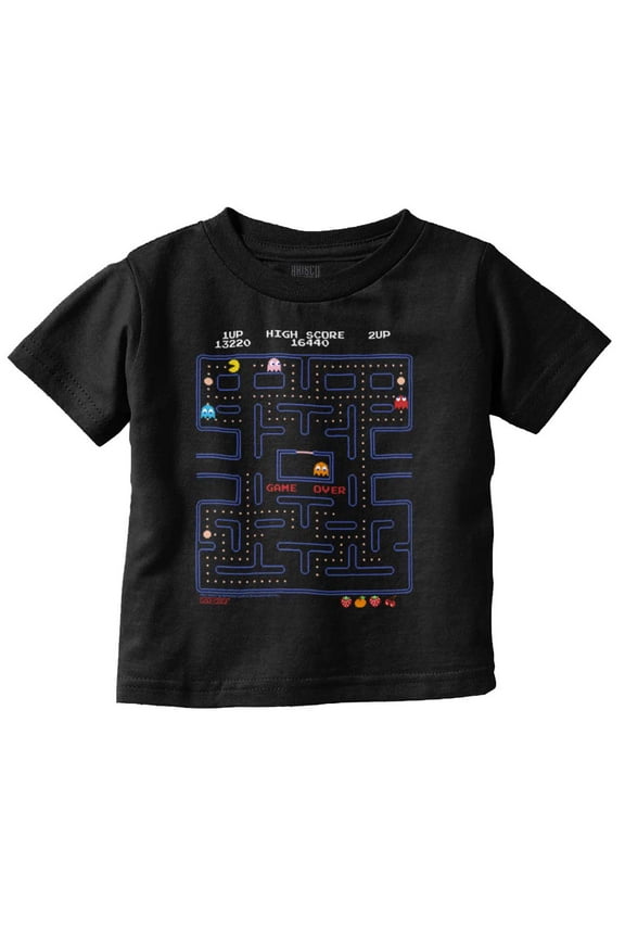 PACMAN Game Over Retro Video Gaming Toddler Boy Girl T Shirt Infant Toddler Brisco Brands 12M