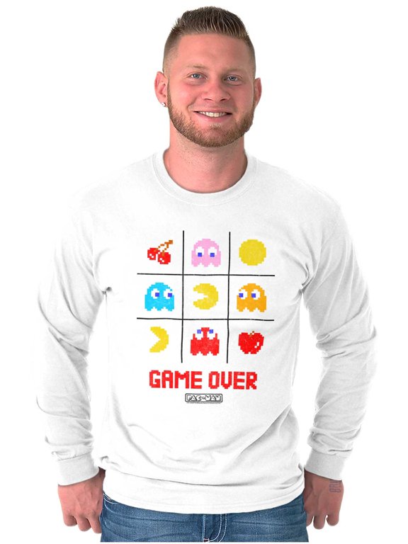 PACMAN Game Over Tic Tac Toe Ghosts Long Sleeve TShirt Men Women Brisco Brands S