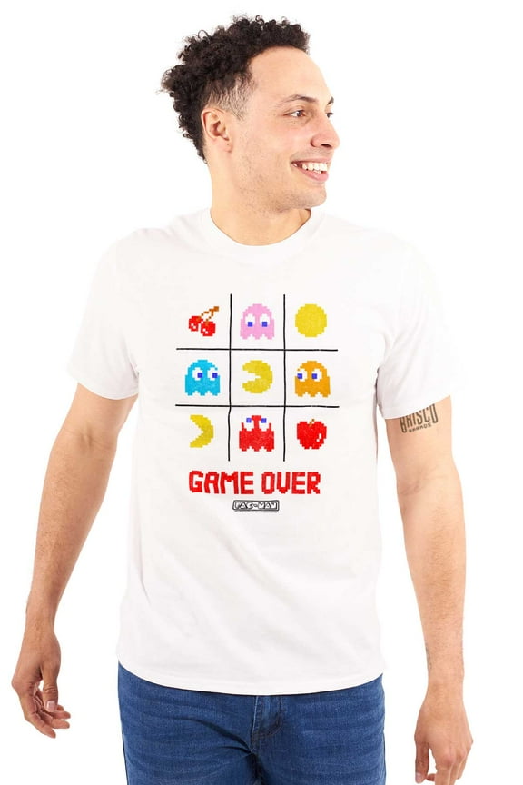 PACMAN Game Over Tic Tac Toe Ghosts Men's Graphic T Shirt Tees Brisco Brands S