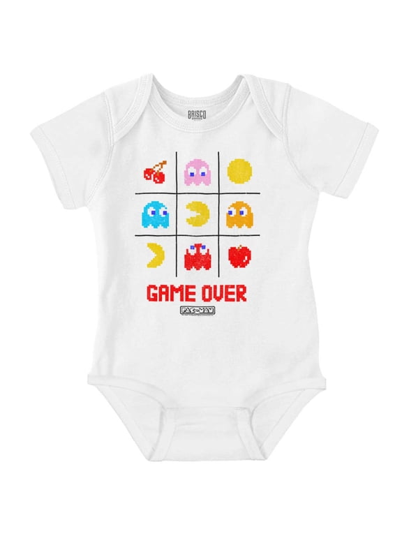PACMAN Game Over Tic Tac Toe Ghosts Romper Boys or Girls Infant Baby Brisco Brands NB