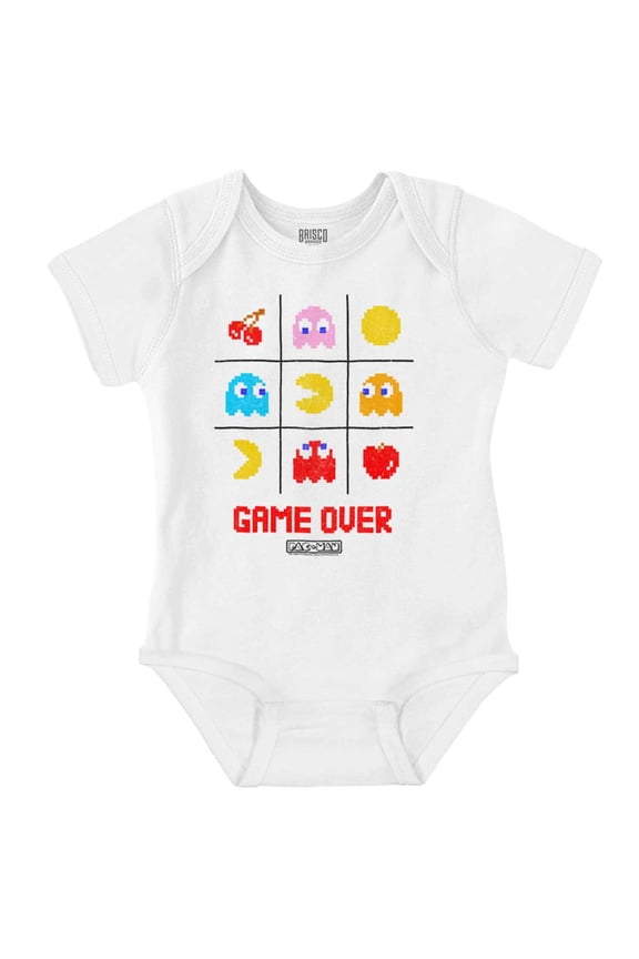 PACMAN Game Over Tic Tac Toe Ghosts Romper Boys or Girls Infant Baby Brisco Brands NB