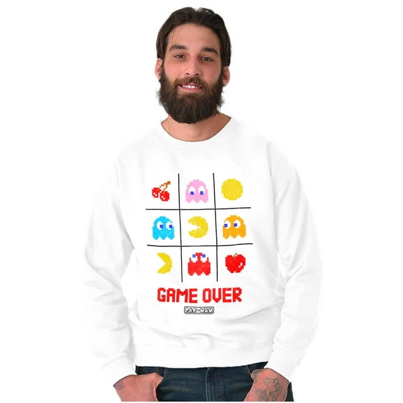 PACMAN Game Over Tic Tac Toe Ghosts Sweatshirt for Men or Women Brisco Brands 4X