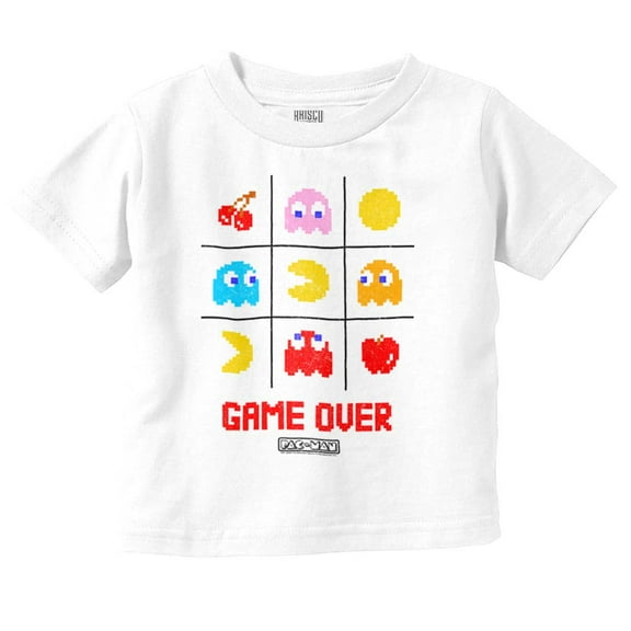 PACMAN Game Over Tic Tac Toe Ghosts Toddler Boy Girl T Shirt Infant Toddler Brisco Brands 12M