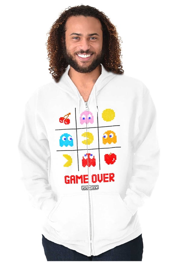 PACMAN Game Over Tic Tac Toe Ghosts Zip Up Hoodie Men's Women's Brisco Brands X