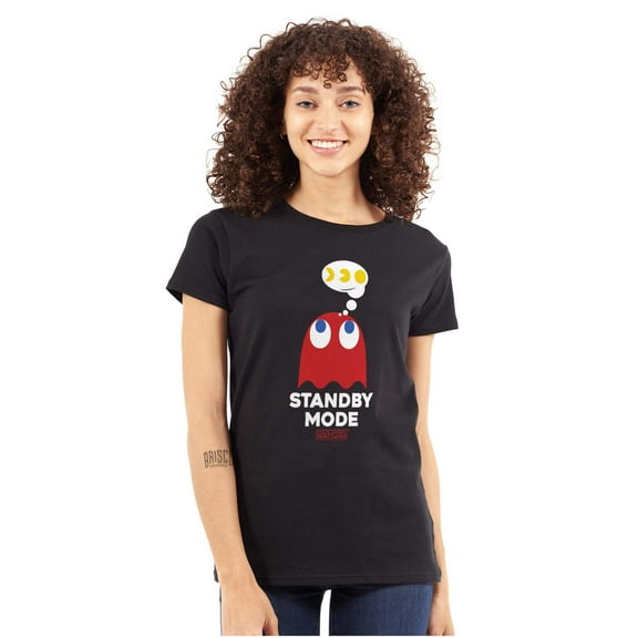 PACMAN Ghost Blinky Standby Mode Women's T Shirt Ladies Tee Brisco Brands S