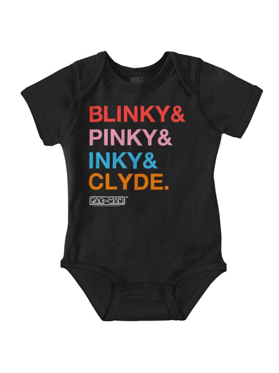 PACMAN Ghosts Blinky Pinky Inky Clyde Romper Boys or Girls Infant Baby Brisco Brands 12M