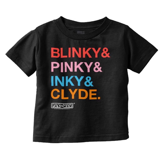 PACMAN Ghosts Blinky Pinky Inky Clyde Toddler Boy Girl T Shirt Infant Toddler Brisco Brands 3T
