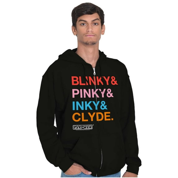 PACMAN Ghosts Blinky Pinky Inky Clyde Unisex Plus Size Zip Hoodie Brisco Brands 2X