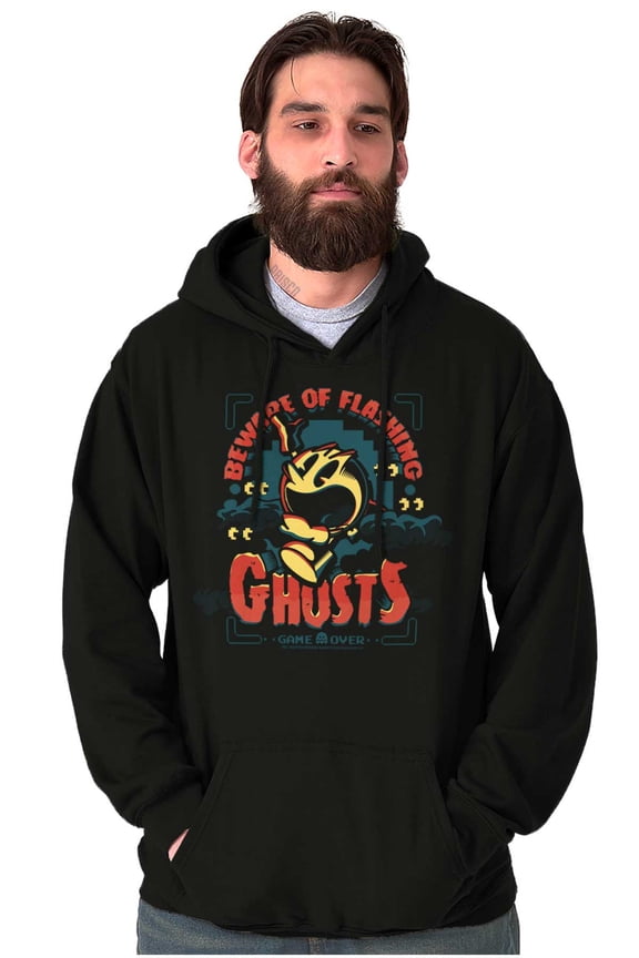 PACMAN Halloween Flashing Ghosts Unisex Plus Fleece Graphic Hoodie Brisco Brands 4X