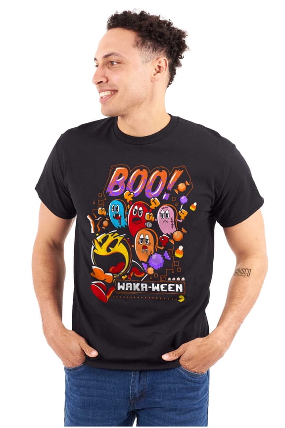 PACMAN Halloween Ghosts Boo Waka-Ween Men's Graphic T Shirt Tees Brisco Brands S