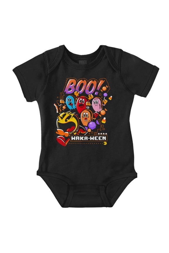 PACMAN Halloween Ghosts Boo Waka-Ween Romper Boys or Girls Infant Baby Brisco Brands NB