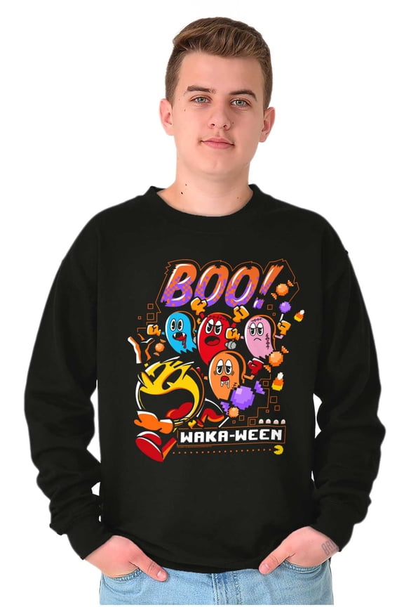 PACMAN Halloween Ghosts Boo Waka-Ween Unisex Plus Size Sweatshirt Brisco Brands 2X