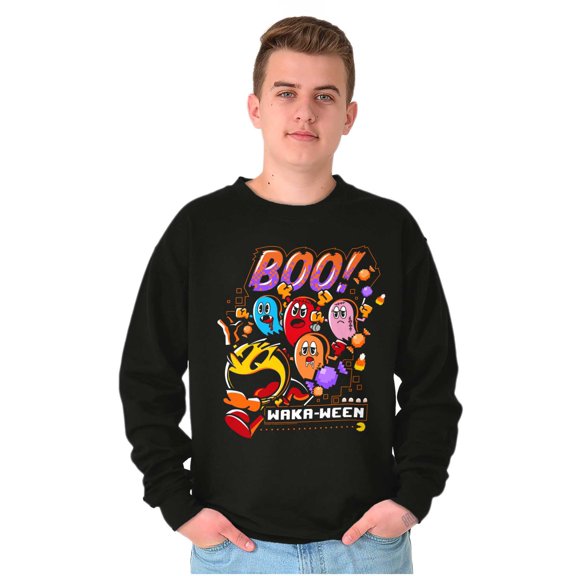 PACMAN Halloween Ghosts Boo Waka-Ween Unisex Plus Size Sweatshirt Brisco Brands 3X