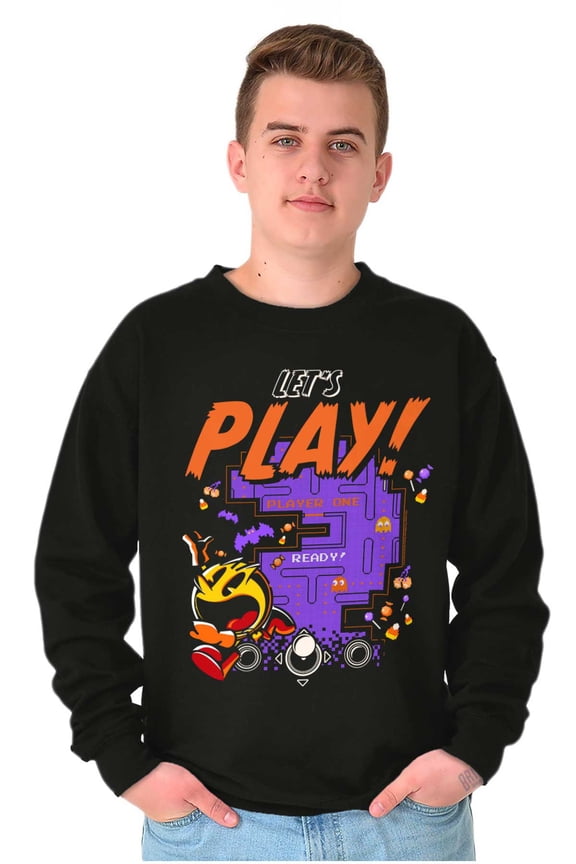 PACMAN Halloween Lets Play Ghosts Unisex Plus Size Sweatshirt Brisco Brands 2X