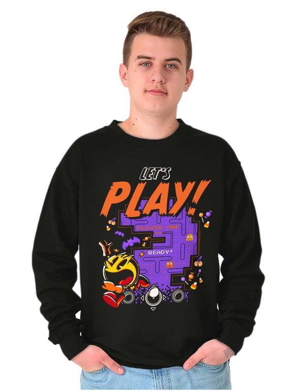 PACMAN Halloween Lets Play Ghosts Unisex Plus Fleece Graphic Sweatshirt Brisco Brands 3X