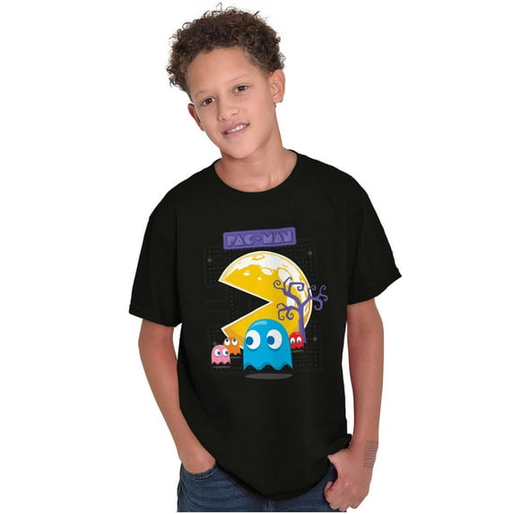 PACMAN Halloween Spooky Moon Night Crewneck T Shirts Boy Girl Teen Brisco Brands S