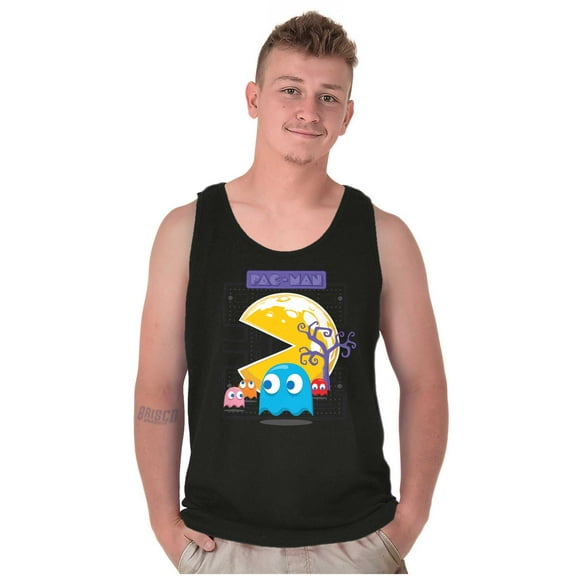 PACMAN Halloween Spooky Moon Night Tank Top T Shirts Men Women Brisco Brands S