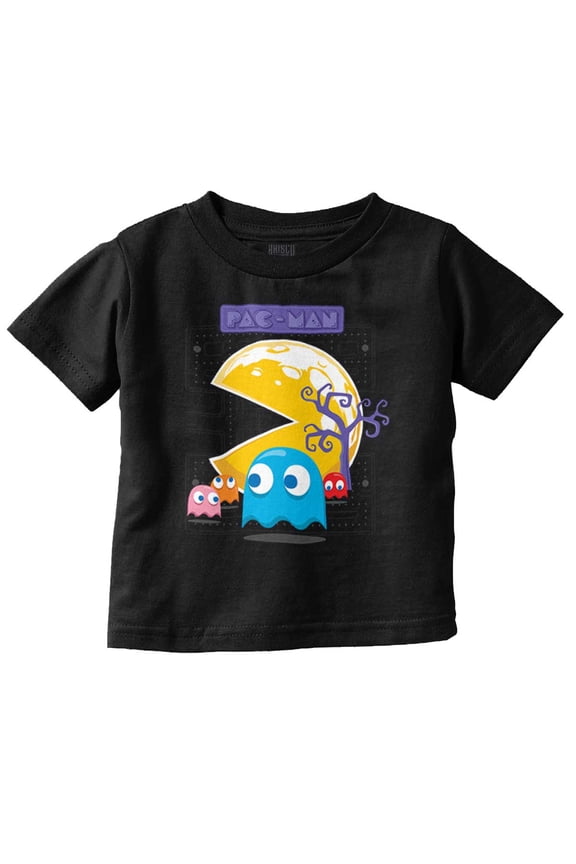 PACMAN Halloween Spooky Moon Night Toddler Boy Girl T Shirt Infant Toddler Brisco Brands 6M