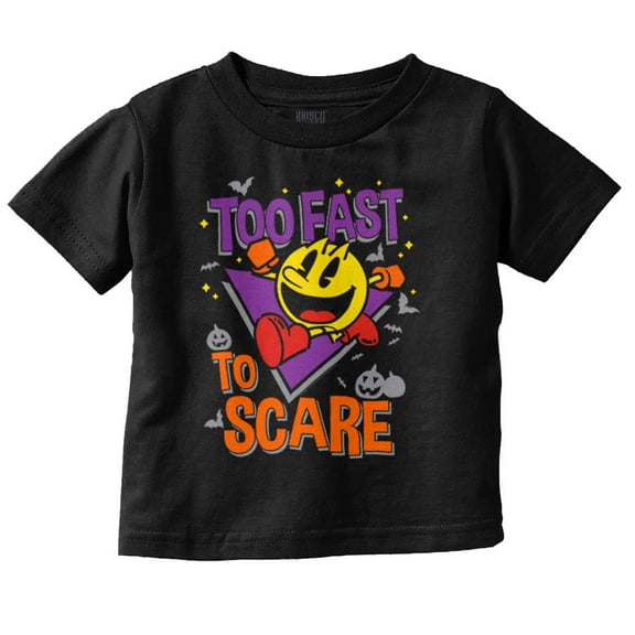 PACMAN Halloween Too Fast To Scare Toddler Boy Girl T Shirt Infant Toddler Brisco Brands 6M